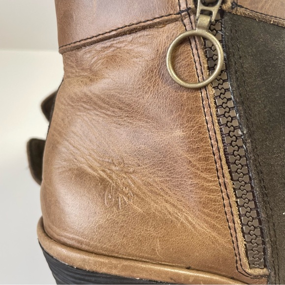 Fly London Yime Two-Tone Brown and Tan Patchwork Wedge Boots Size 39EU/8.5US - Picture 11 of 15